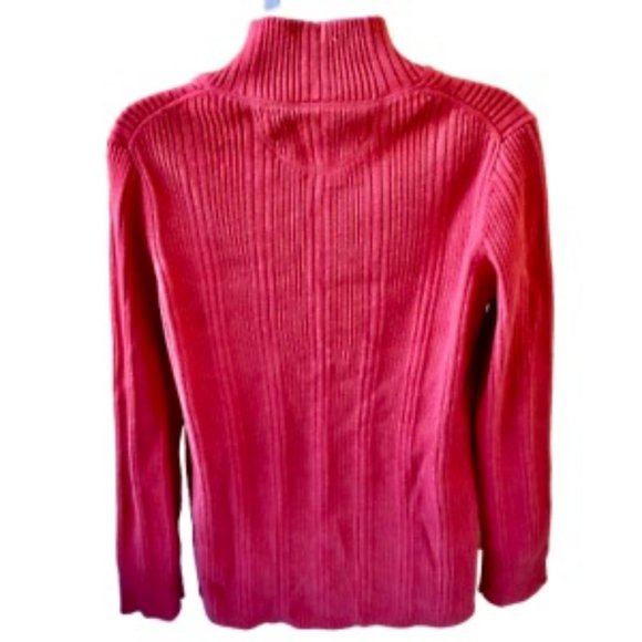 Eddie Bauer Zip Close Orange Cardigan Ribbed Sweater NEW - Picture 5 of 9